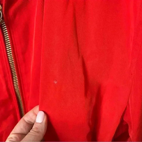 Zara Man Denim Couture Men’s Red Bomber Baseball Full Zip Jacket Size XL - Picture 4 of 8